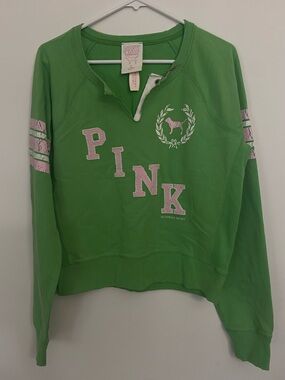 2006 Y2K Pink RARE vintage lightweight green sweatshirt pink & white graphics